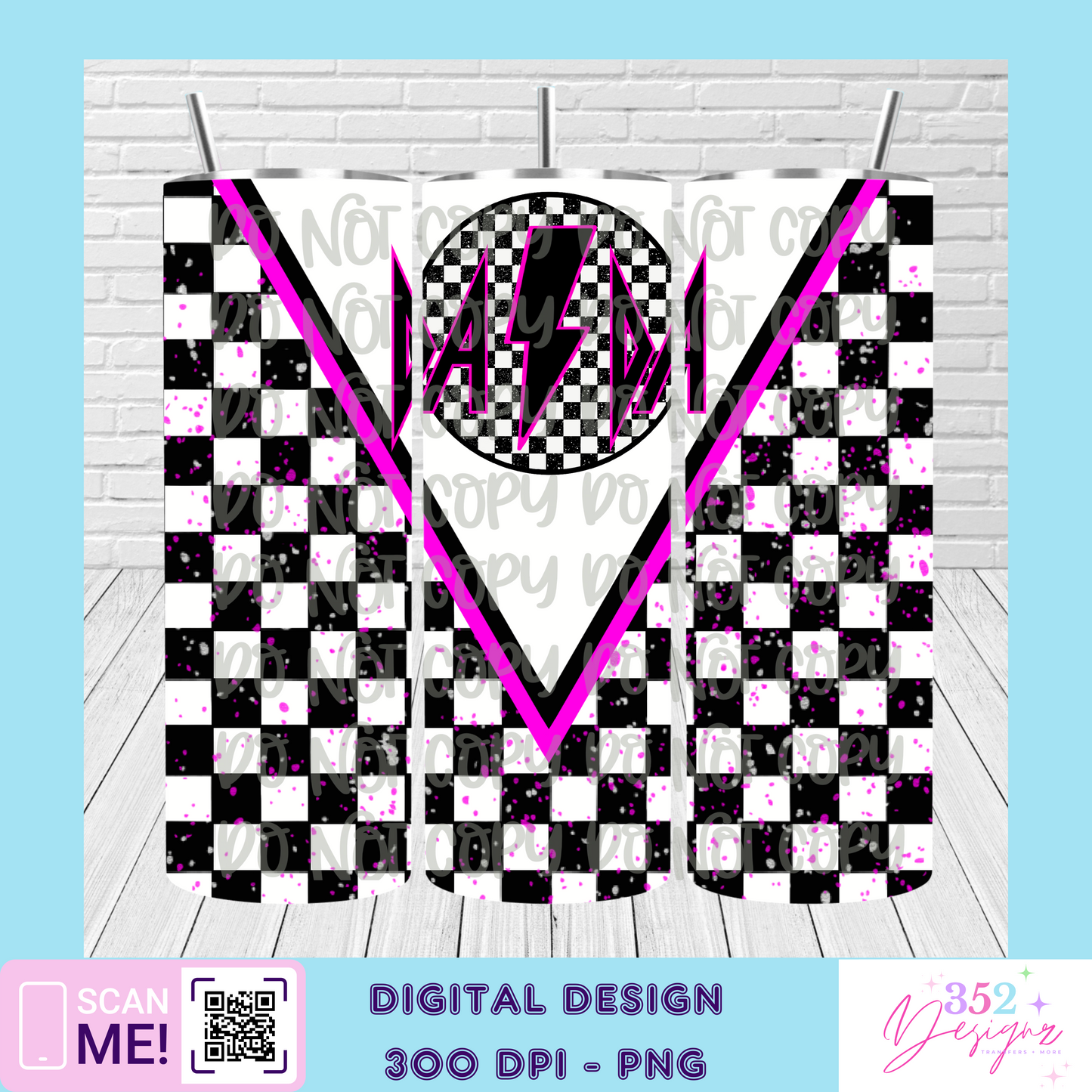 Dada pink checker tumbler - Digital Download- PNG