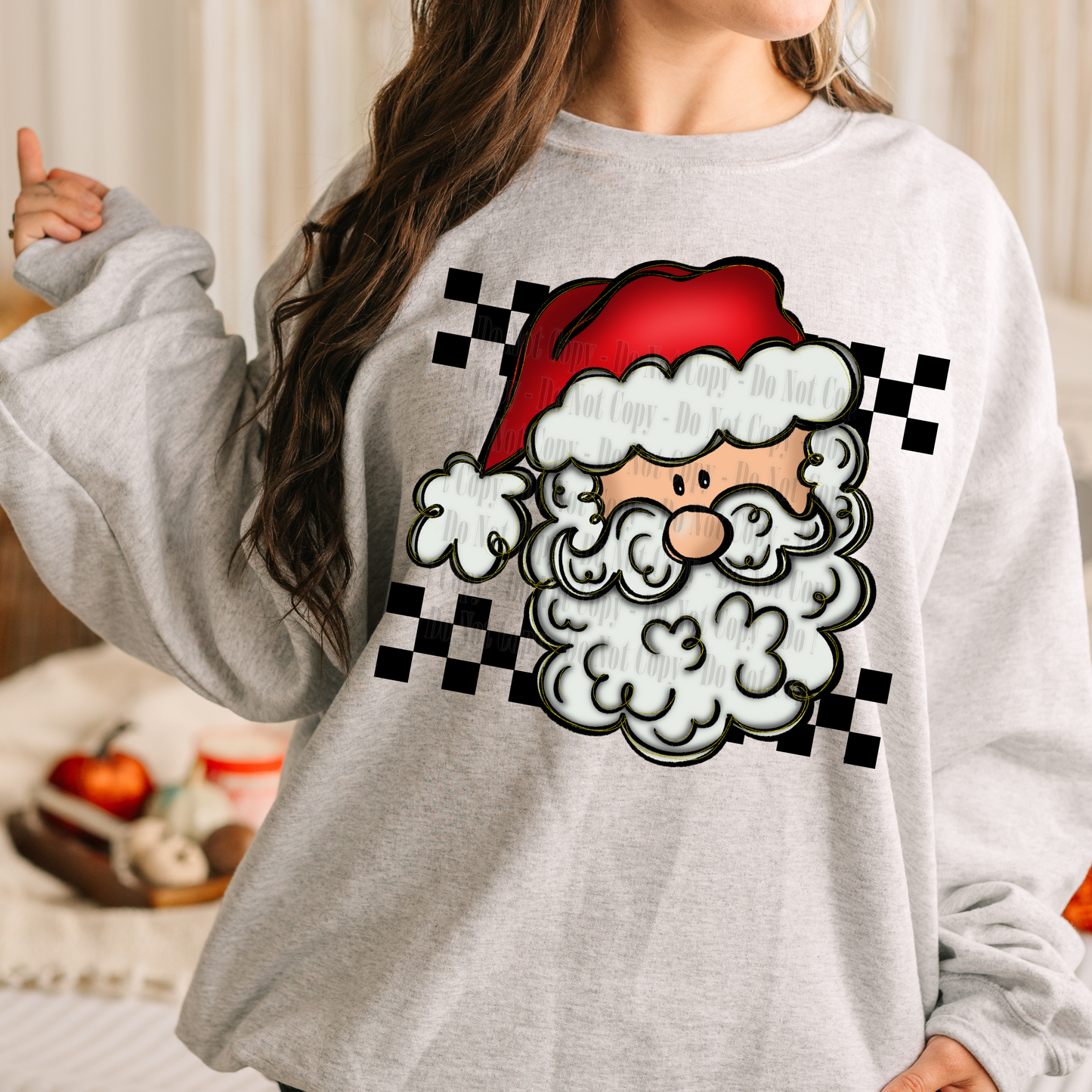 Checkered Santa Digital Design | Christmas PNG