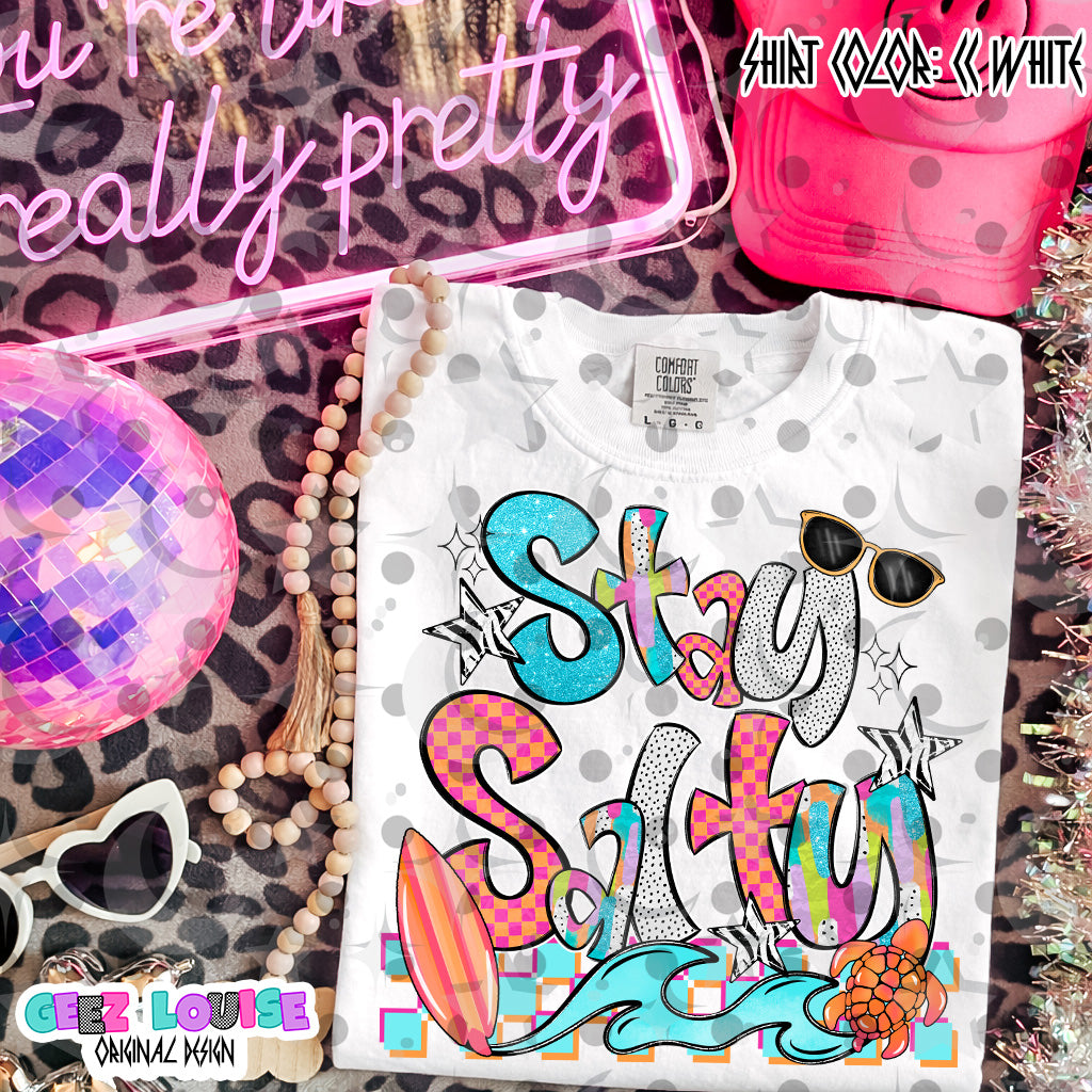 Stay Salty PNG | Retro Beach Summer Design | Surf, Waves & Coastal Sublimation PNG