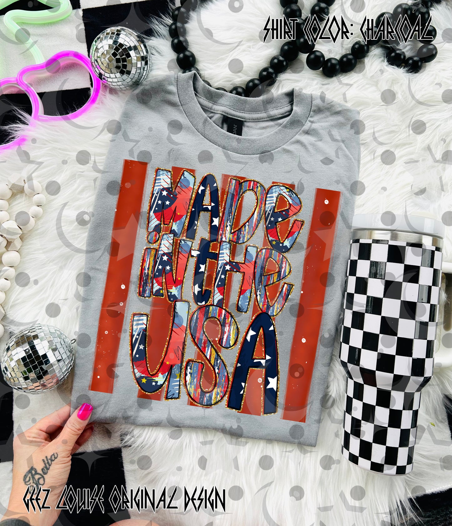 Made in the USA PNG | Patriotic Red White Blue Shirt Design | 4th of July Sublimation File