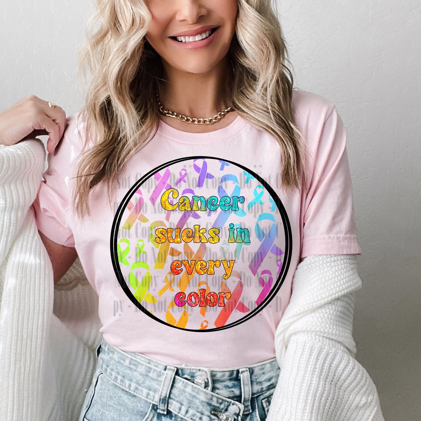 Cancer Sucks in Every Color – Awareness Ribbon Digital Design