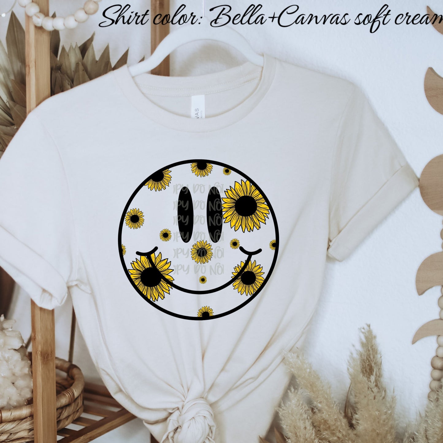 Sunflower Smiling Face | Boho Peace Digital Design