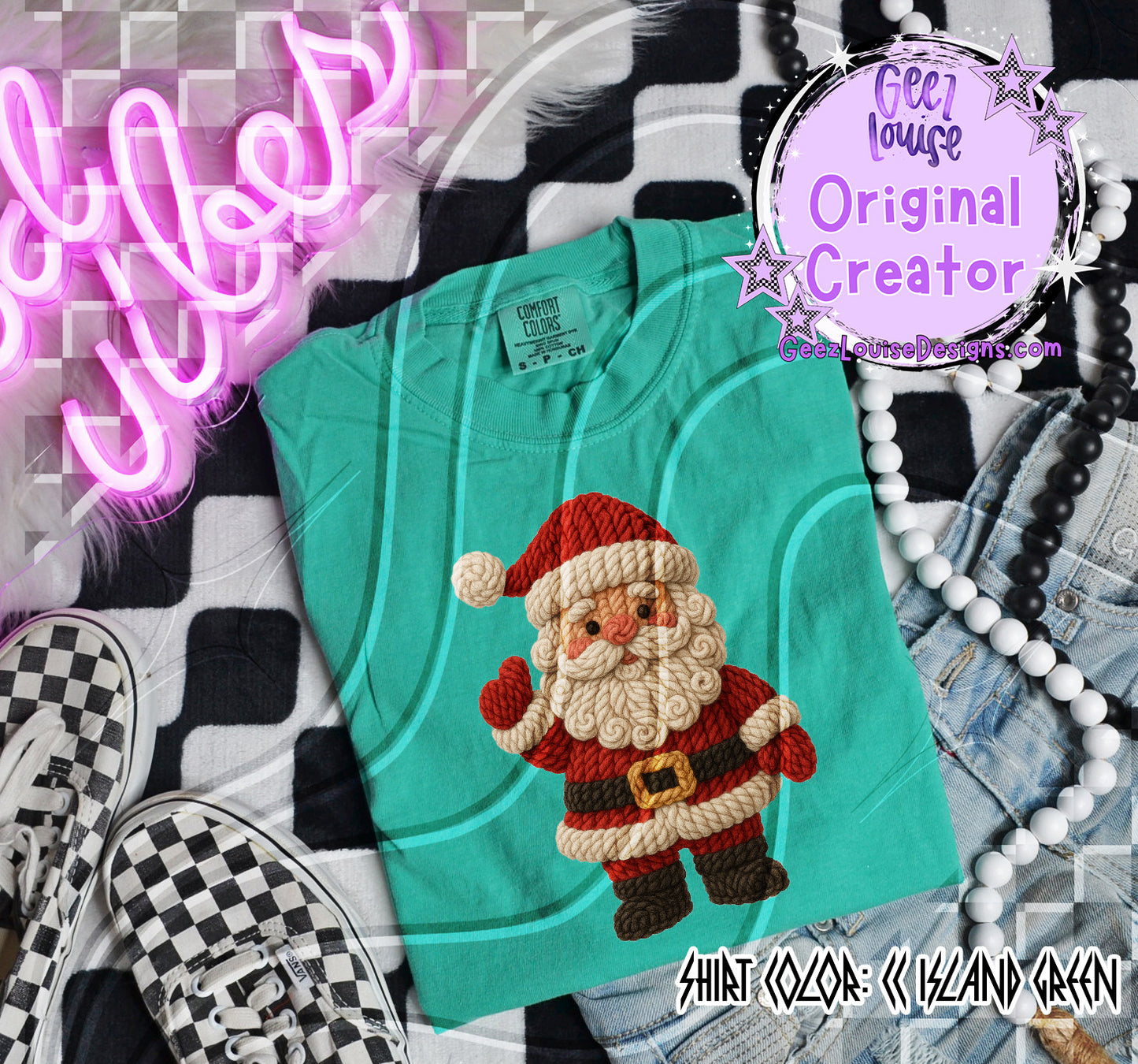 Yarn Texture Santa Digital Design | Full Body Rope Stitch Effect | Cozy Christmas Sublimation PNG