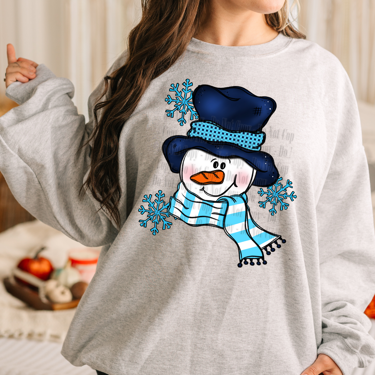 Blue Snowman Digital Design | Winter Snowflake PNG
