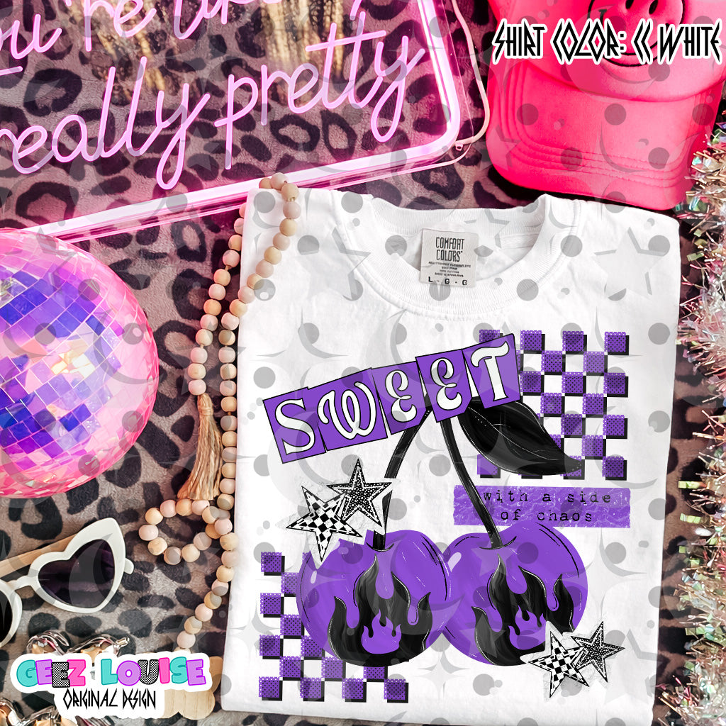 Sweet with a Side of Chaos PNG | Retro Cherry Sublimation Design | Goth Cherry Shirt PNG