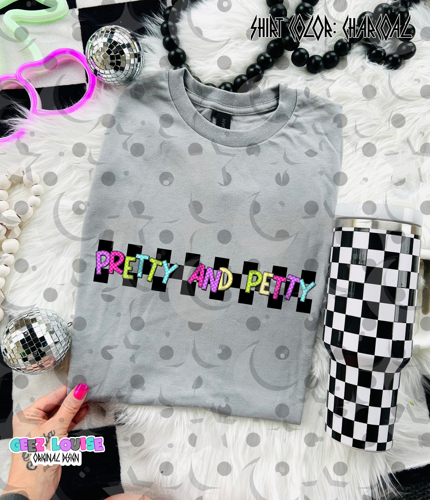 Pretty and Petty | Retro Checkerboard PNG Design