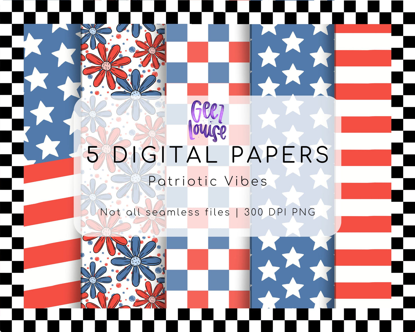 Patriotic Vibes background digital paper pack- Digital Download- PNG