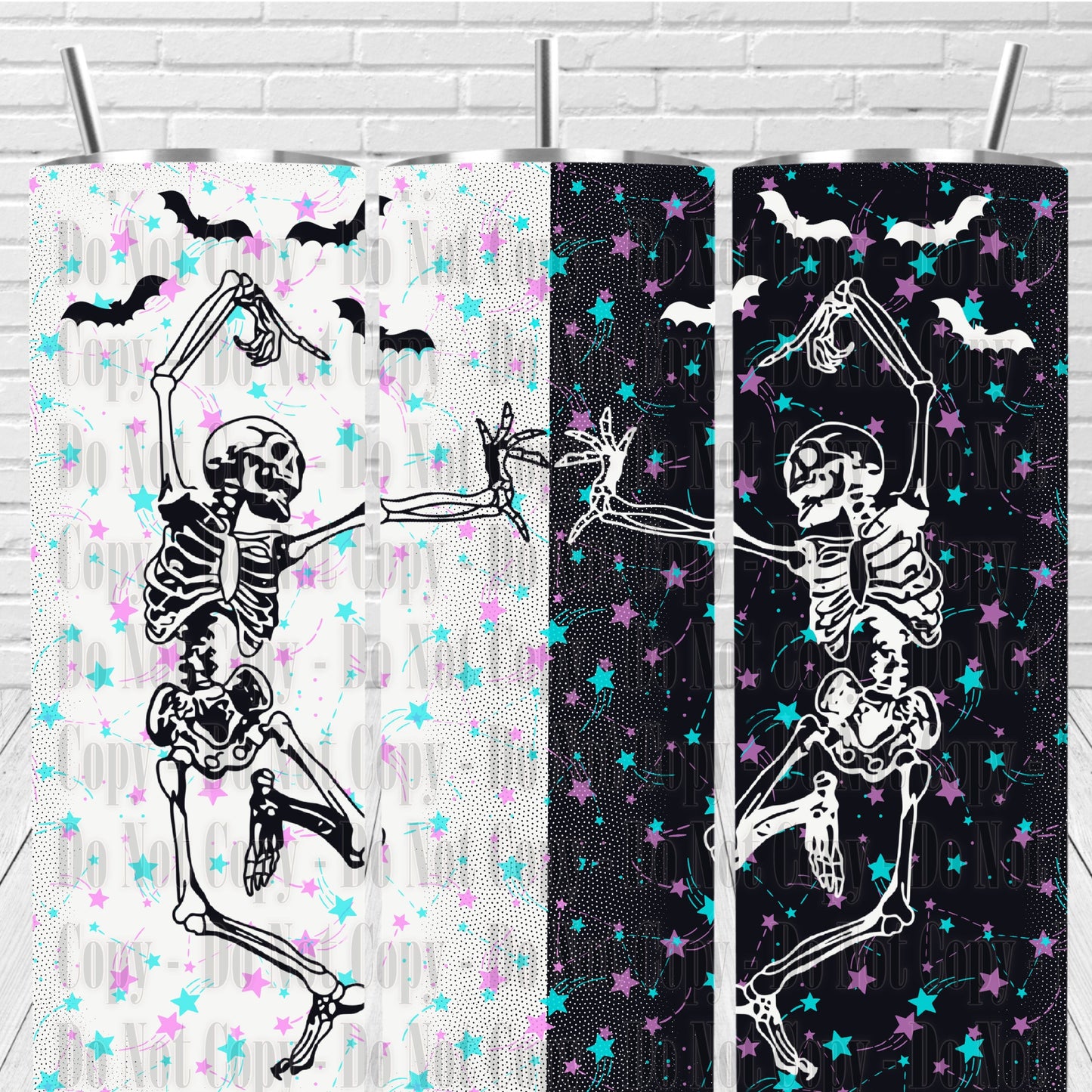 Dancing sleletons Halloween tumbler - Digital Download- PNG
