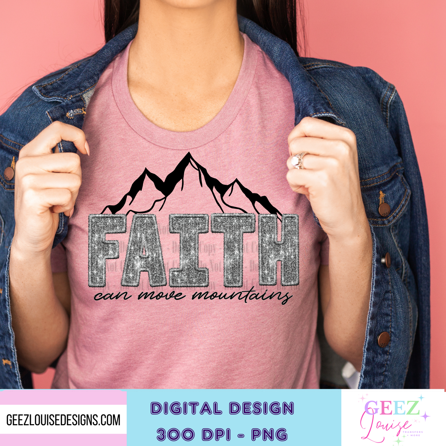 Faith can move mountains - faux embroidery - Digital Download- PNG