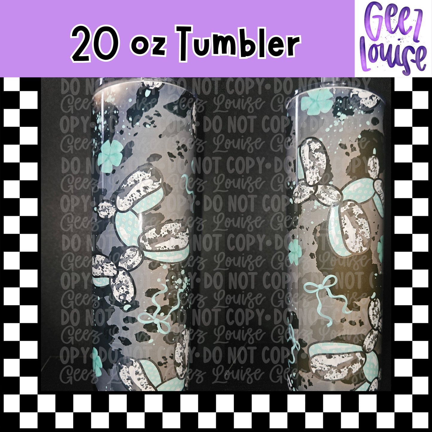 Western Balloon Dog 20 oz Stainless Steel Tumbler – Lid & Straw Included