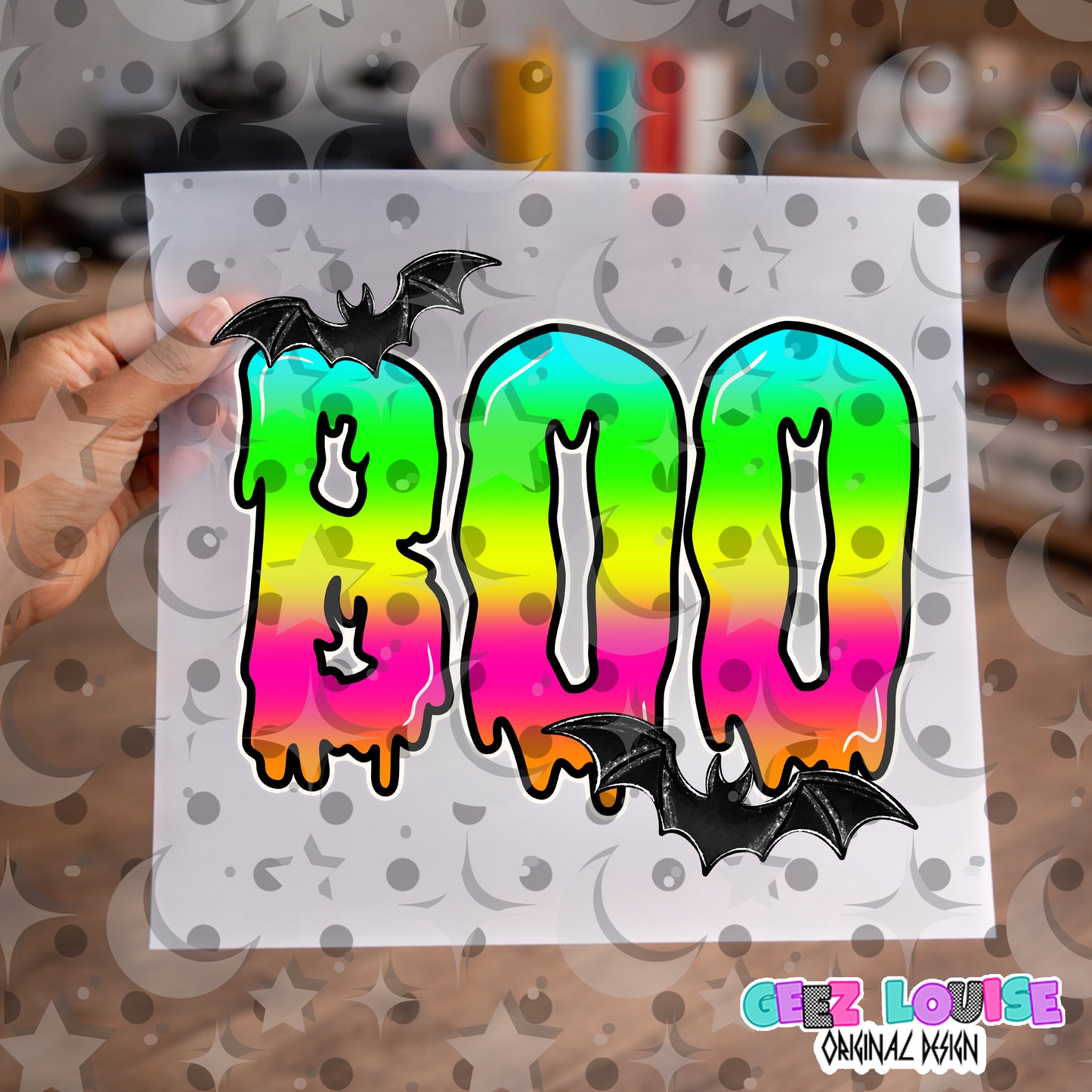 Boo Rainbow Drip PNG | Halloween Ghost Sublimation Design | Colorful Spooky Digital Download