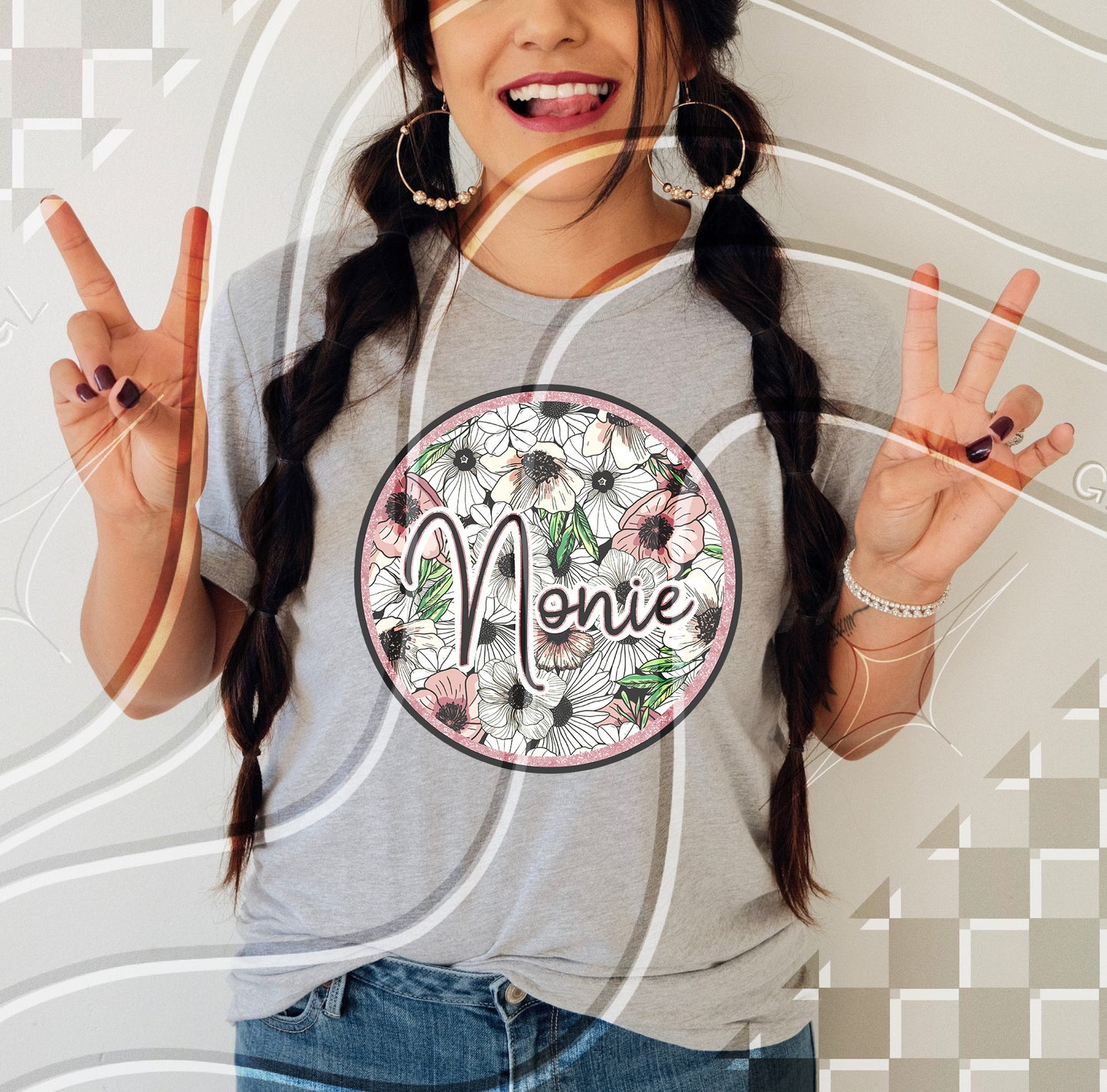 Mama, Gigi, etc Floral circle - Digital Download- PNG