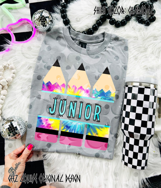 Tie Dye Pencil — Teacher & Grade PNG (multiple options!)