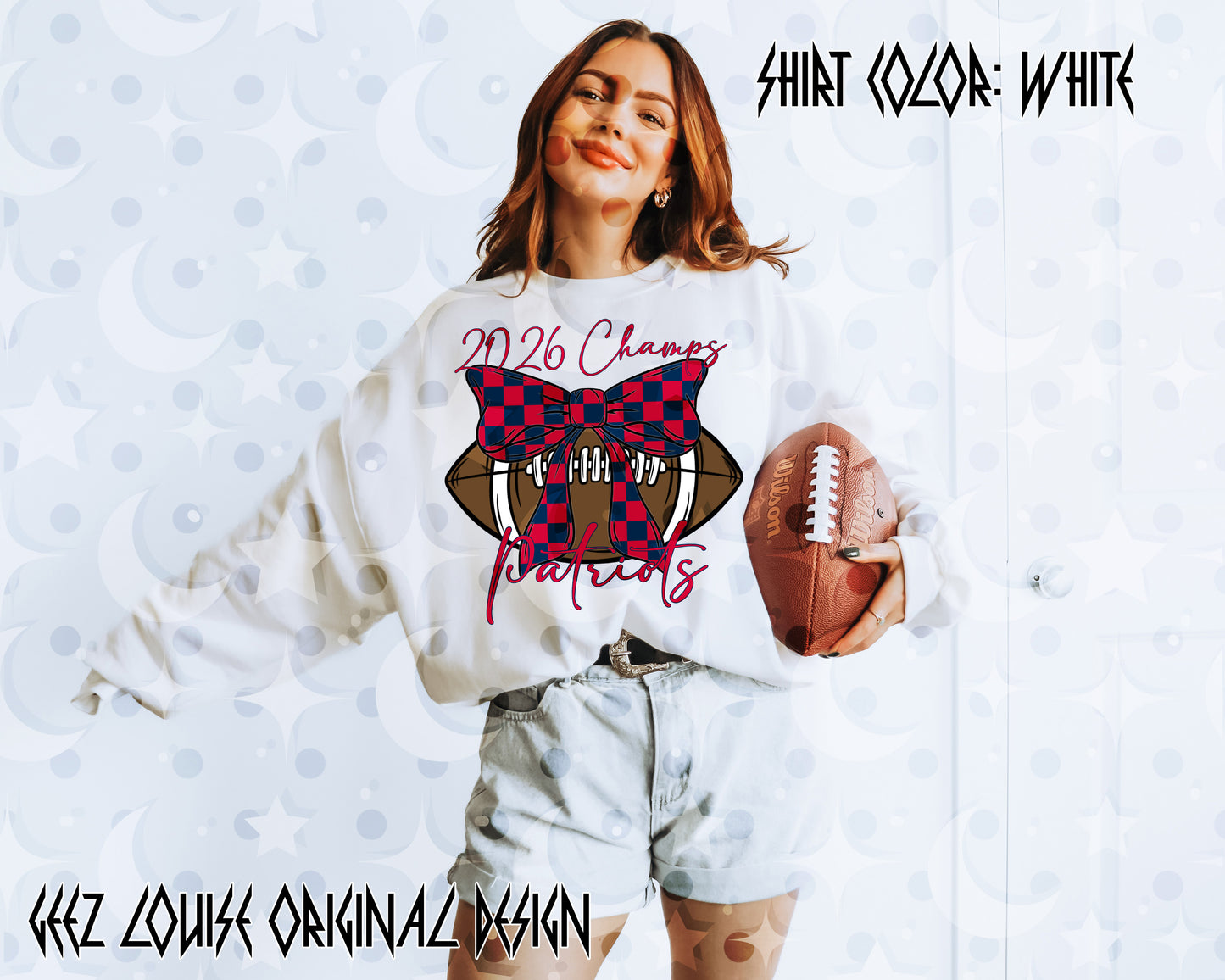 Big Game 2026 Champs Bow Football Digital Design | Trendy Game Day PNG