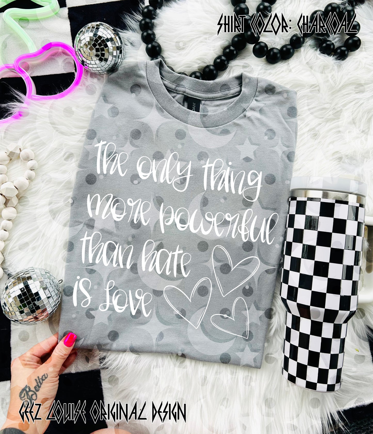 The Only Thing More Powerful Than Hate Is Love – Inspirational Quote Digital Design PNG
