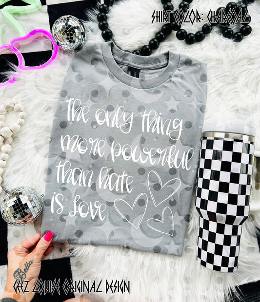 The Only Thing More Powerful Than Hate Is Love – Inspirational Quote Digital Design PNG