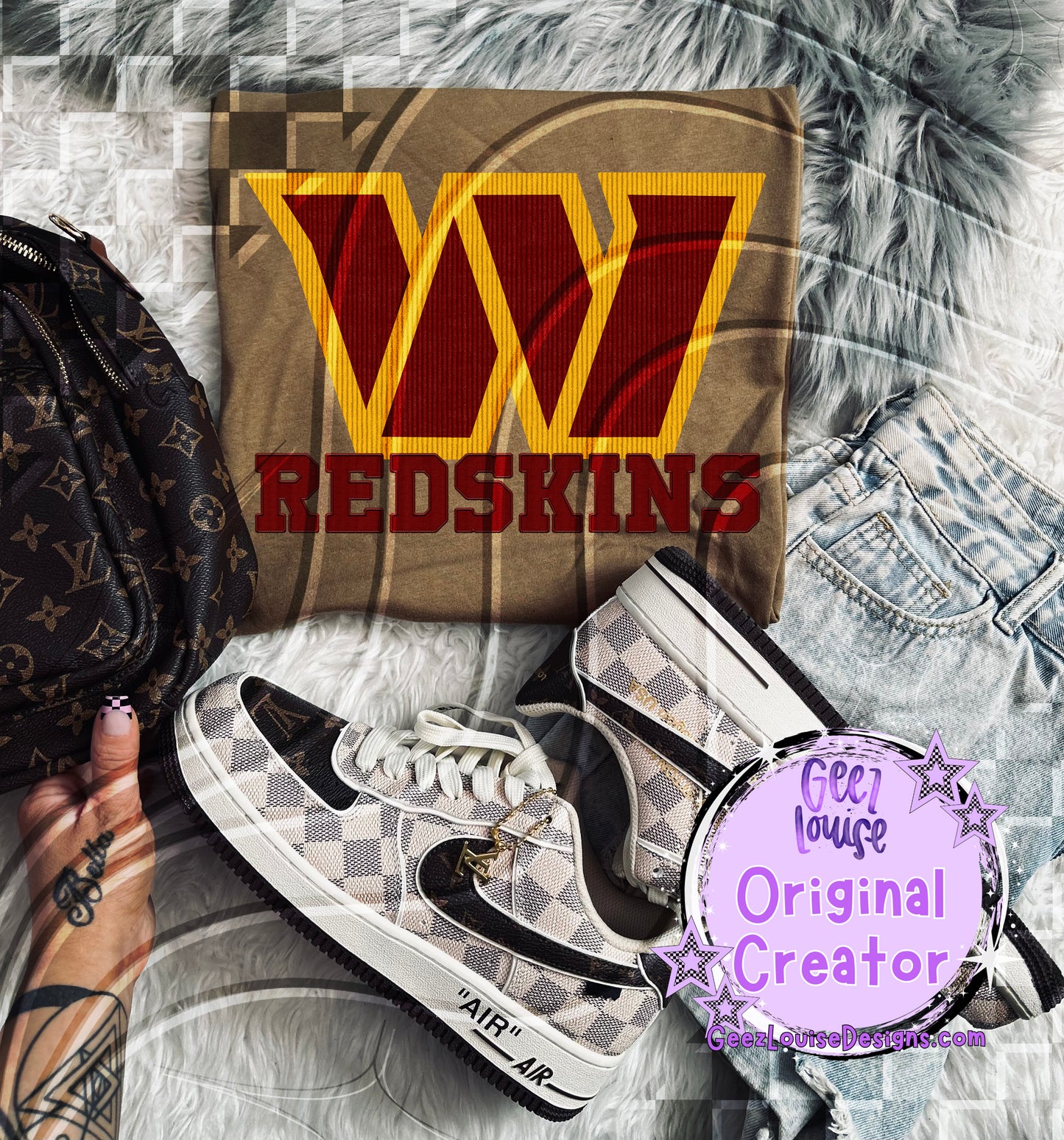 W Redskins Faux Corduroy Digital Design | Instant Download