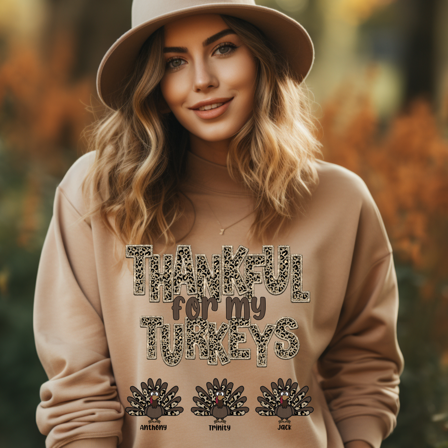Thankful for My Turkeys – Customizable Fall Family Digital Design