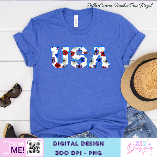 Usa faux embroidery - Digital Download- PNG
