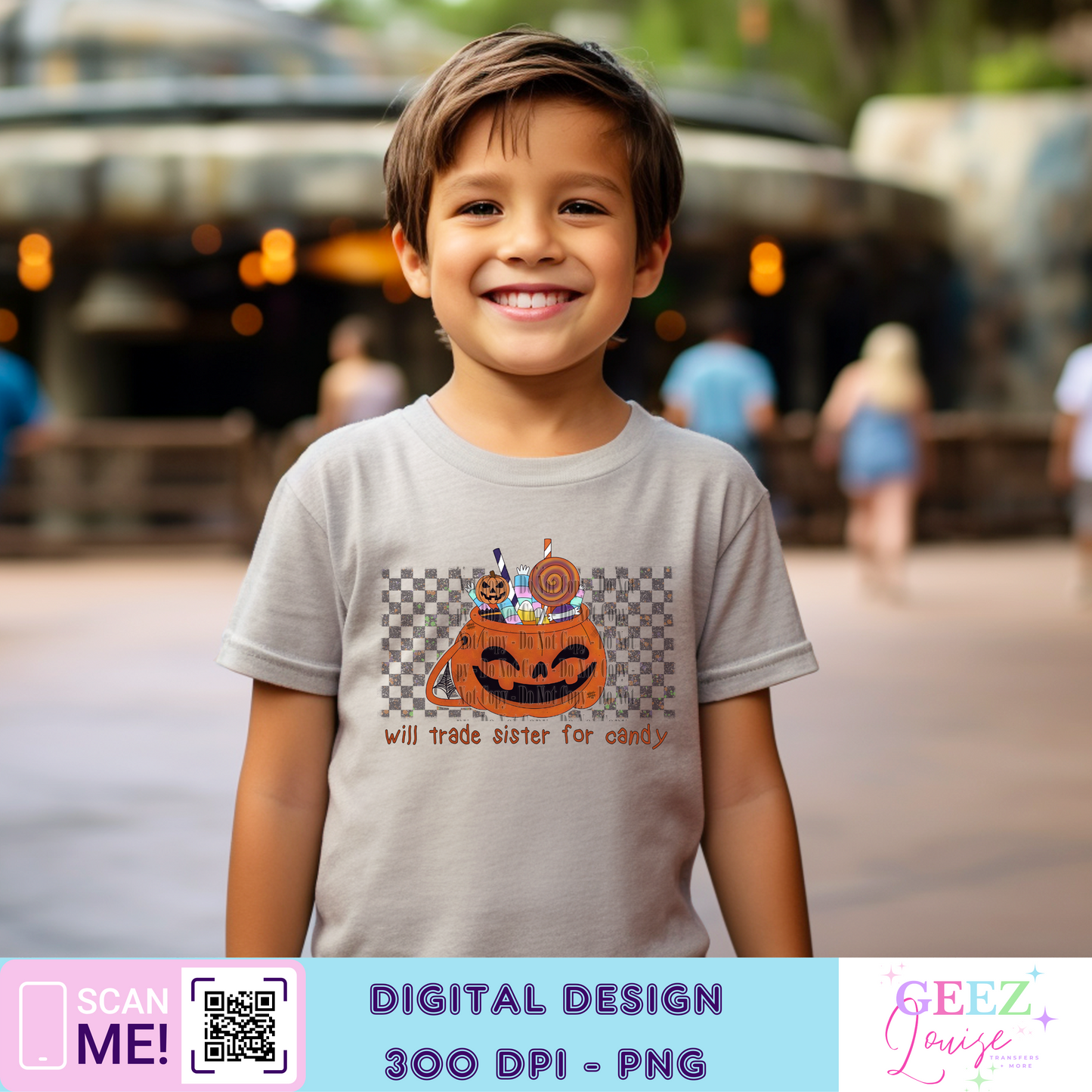 will trade brother/ sister for candy Halloween - Digital Download- PNG