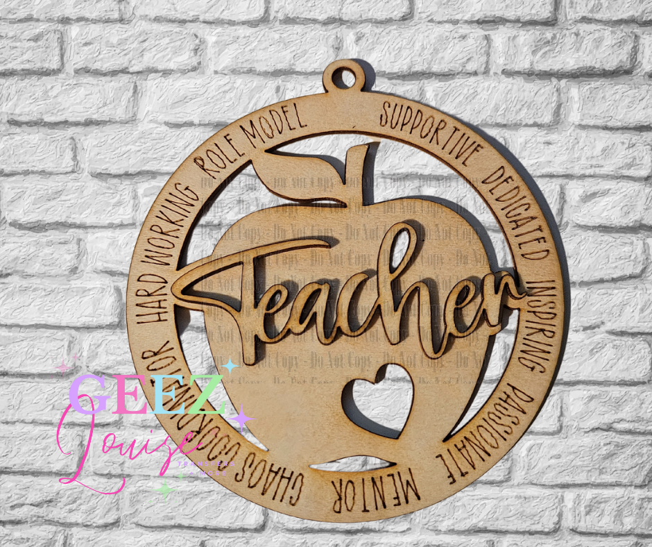 Teacher laser cut wooden ornament - made to order