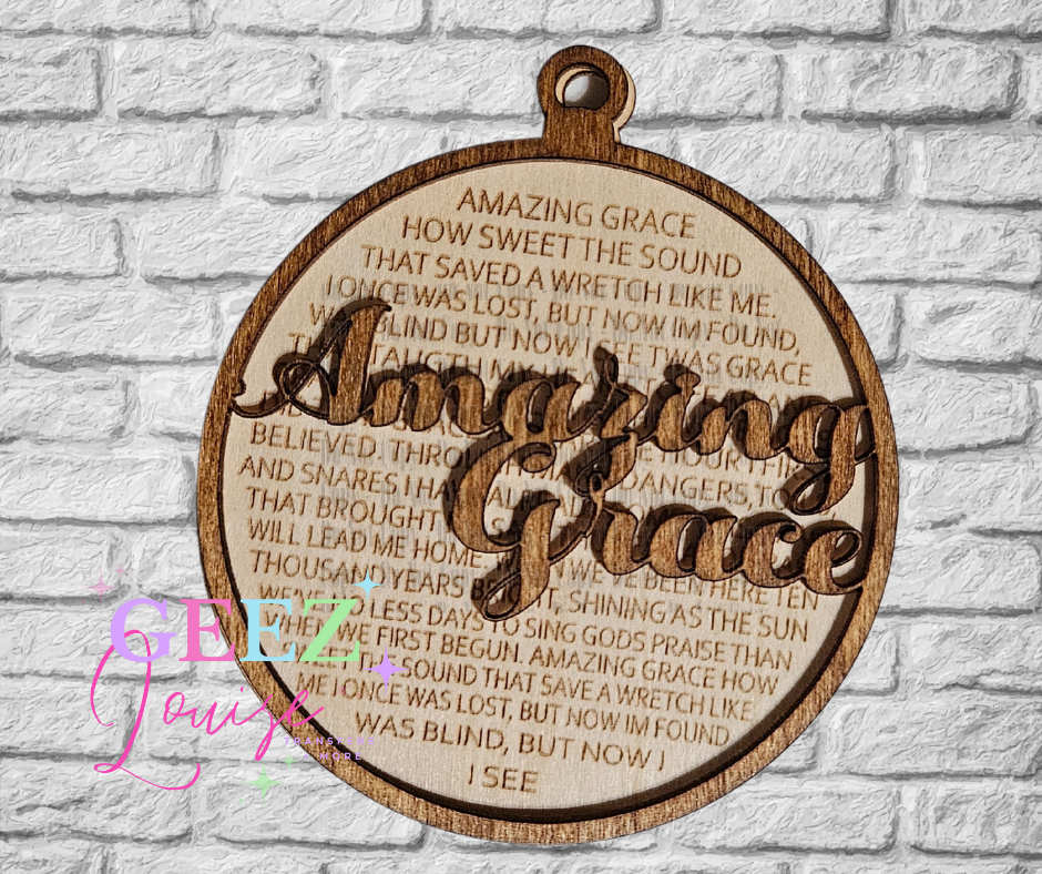 Amazing grace laser cut wooden ornament - made to order