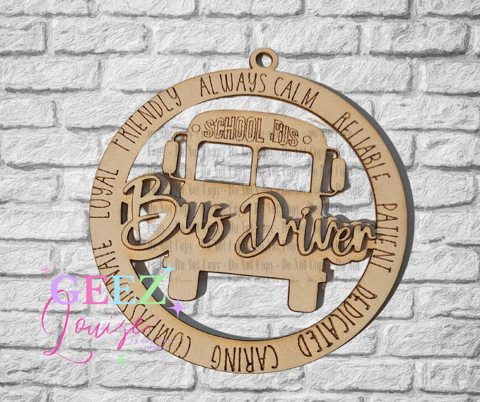 Bus driver laser cut wooden ornament - made to order