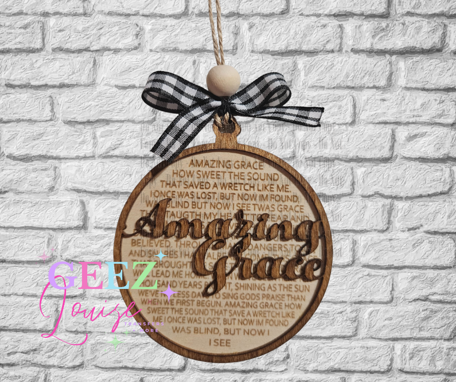 Amazing grace laser cut wooden ornament - made to order
