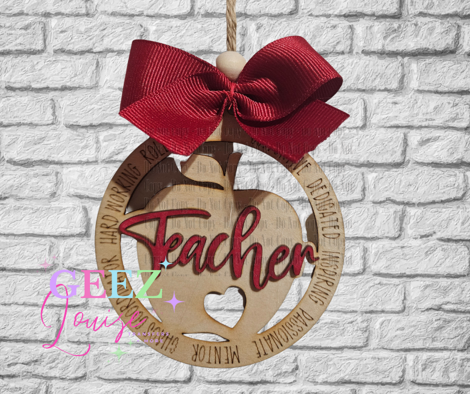 Teacher laser cut wooden ornament - made to order