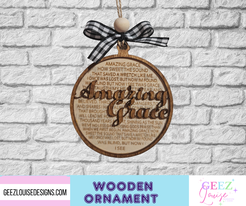 Amazing grace laser cut wooden ornament - made to order