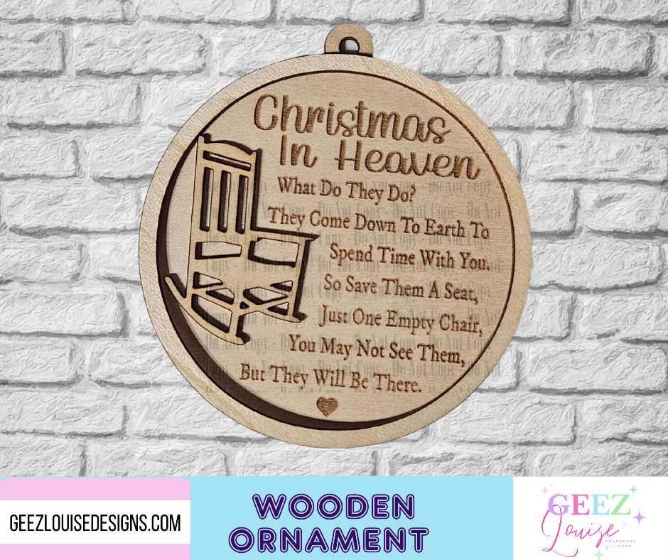 Christmas in Heaven laser cut wooden ornament - made to order