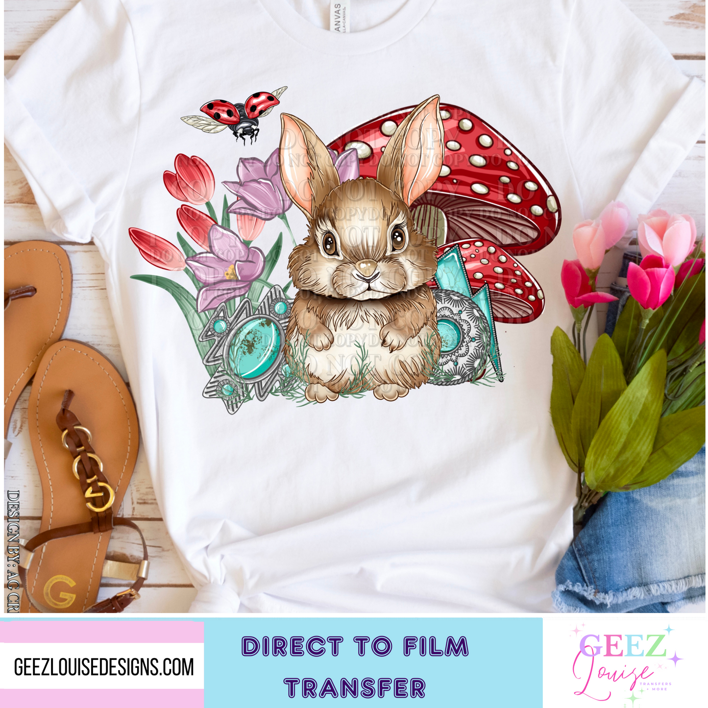 Easter bunny- Direct to Film Transfer - made to order
