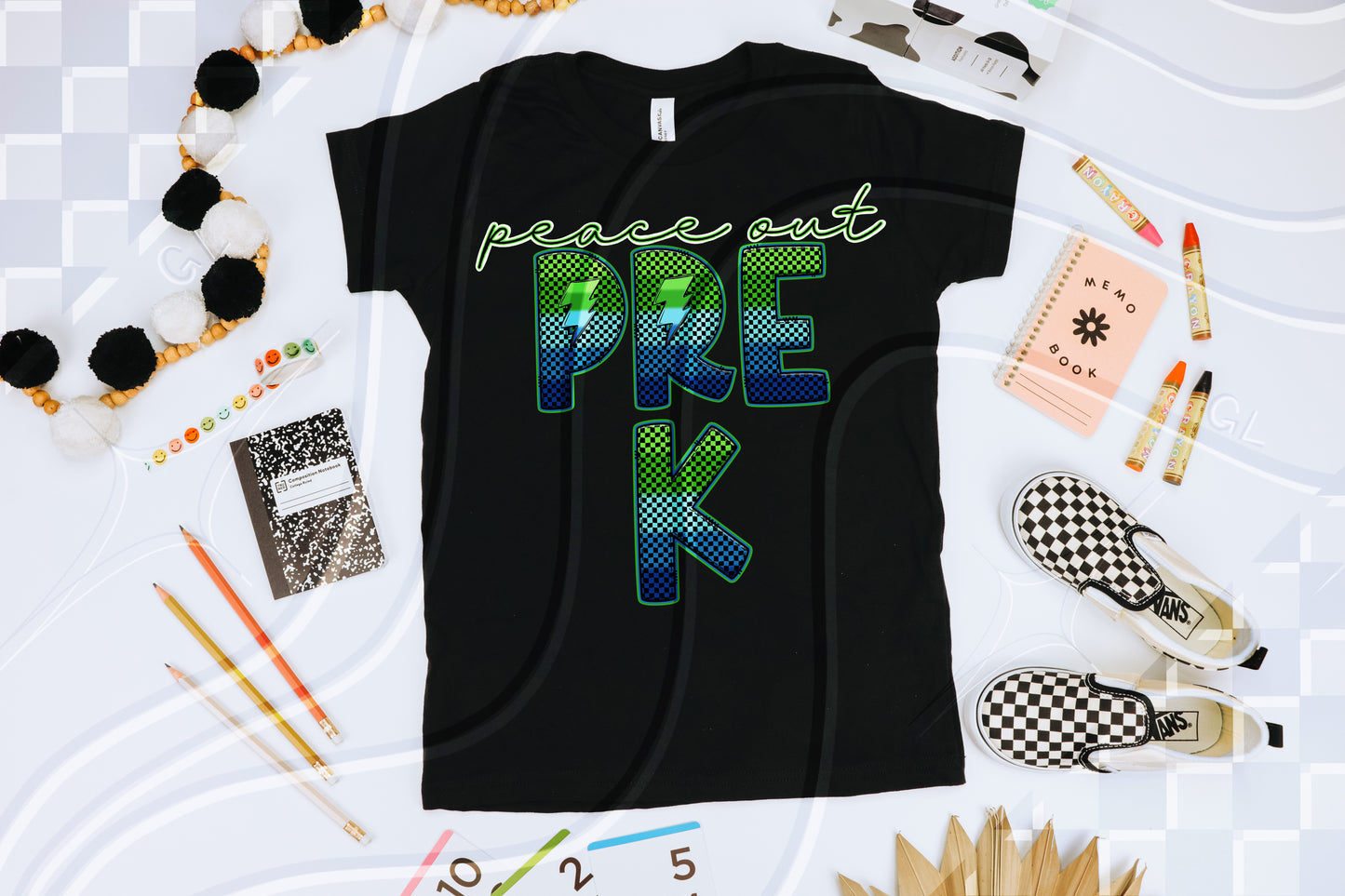 Peace Out Neon Checker Grade - Digital Download- PNG