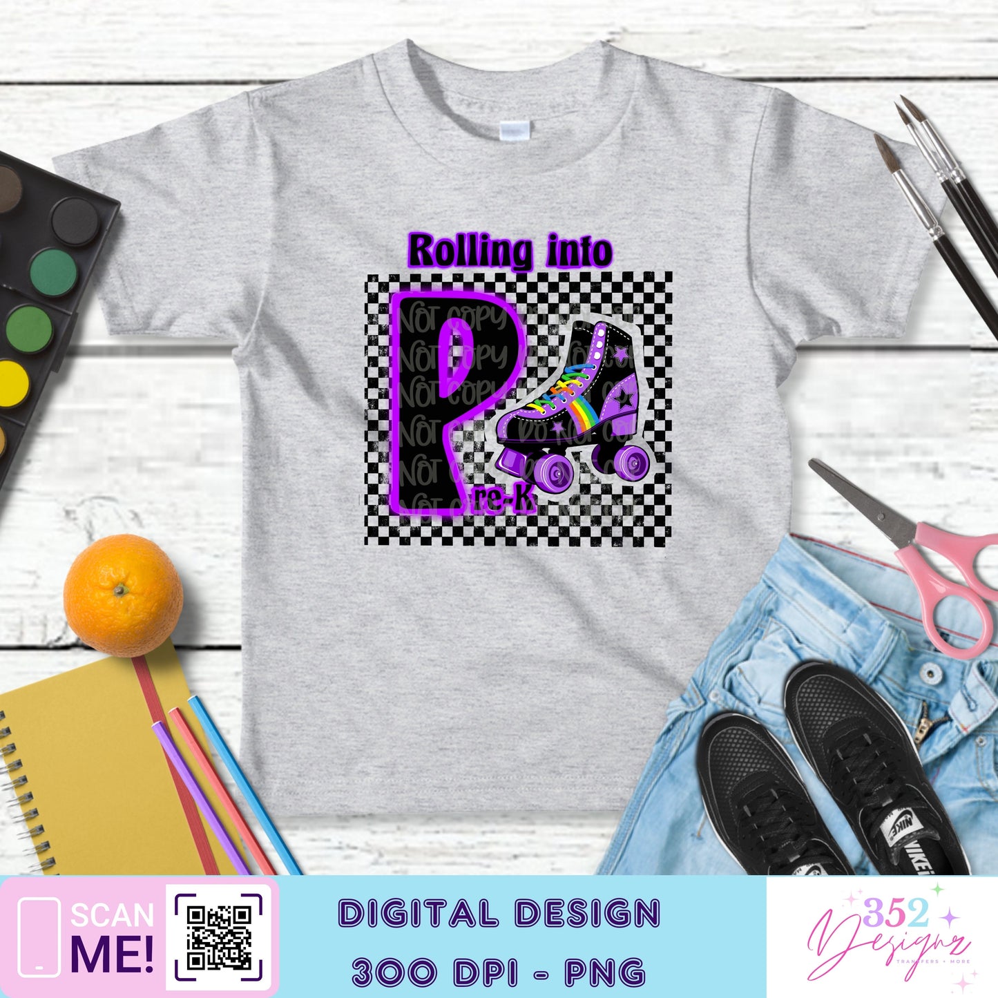 Purple skate back to school grades - Digital Download- PNG