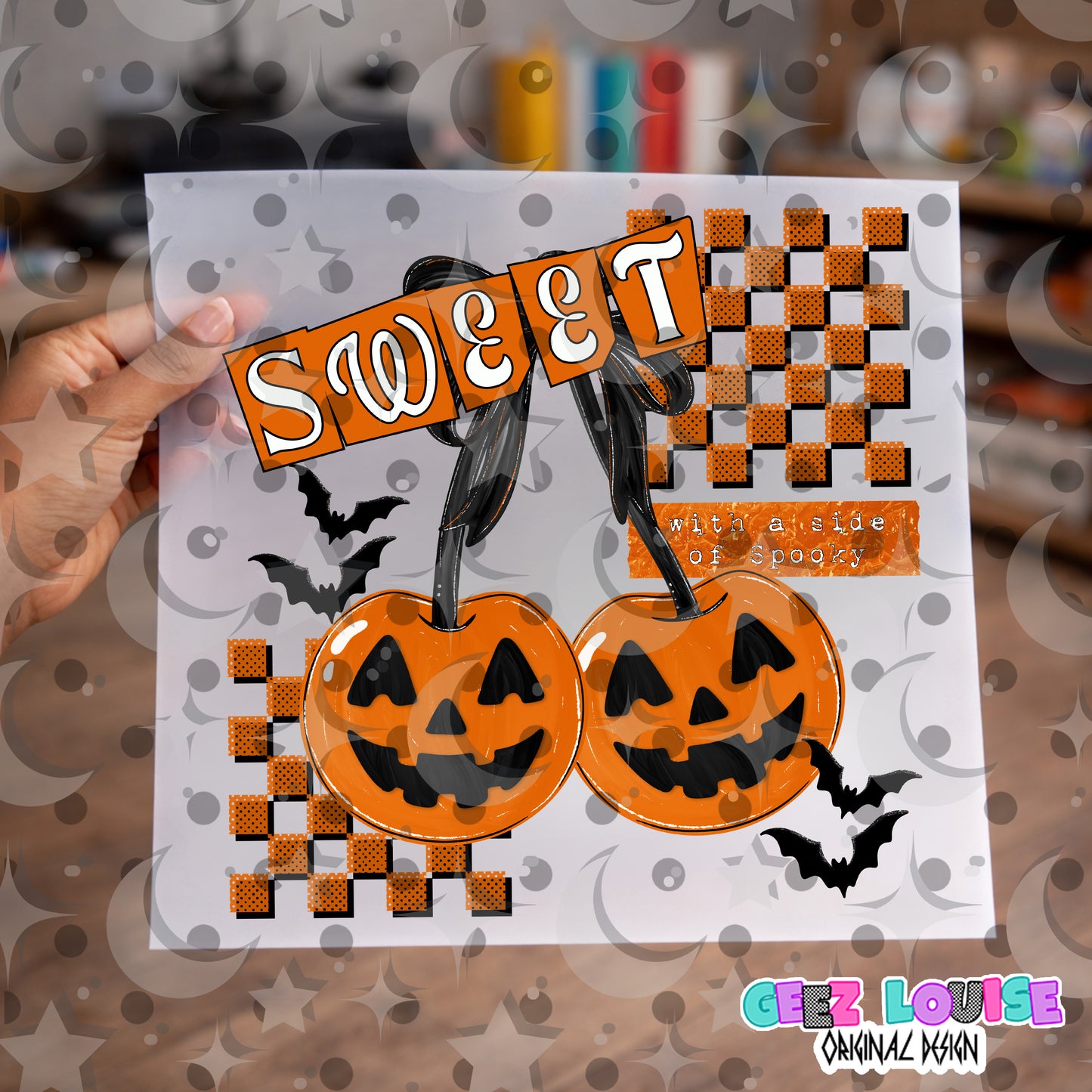Sweet with a Side of Spooky PNG | Halloween Pumpkin Cherries Sublimation Design | Cute Halloween Digital Download