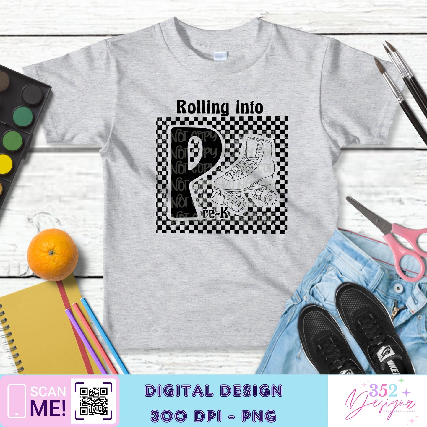 Roller skate back to school grades - Digital Download- PNG