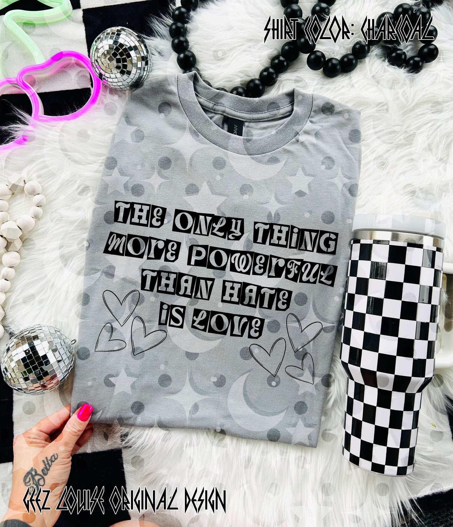 The Only Thing More Powerful Than Hate Is Love – Inspirational Quote Digital Design PNG