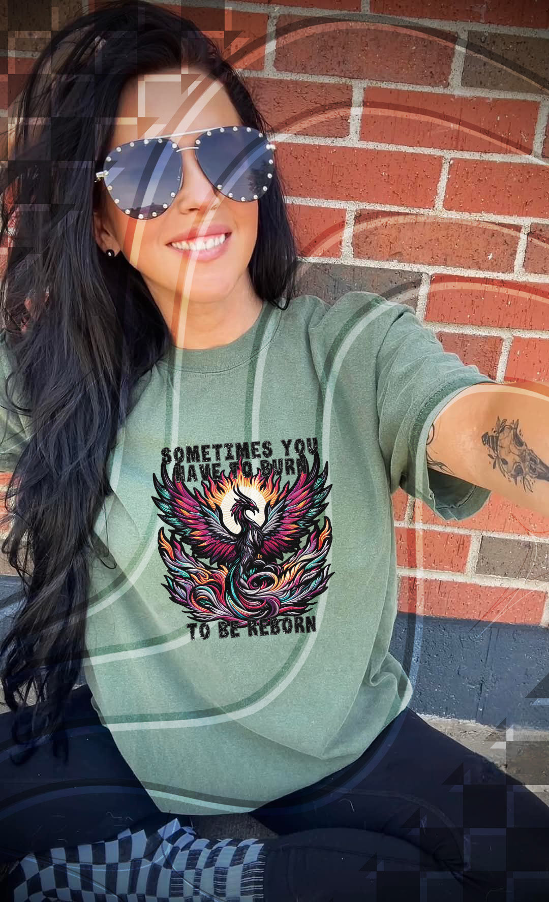 Sometimes you have to burn to be reborn - faux embroidery - Digital Download- PNG