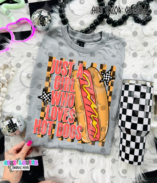Just A Girl Who Loves Hot Dogs PNG | Funny BBQ Sublimation Design | Retro Cookout Shirt PNG