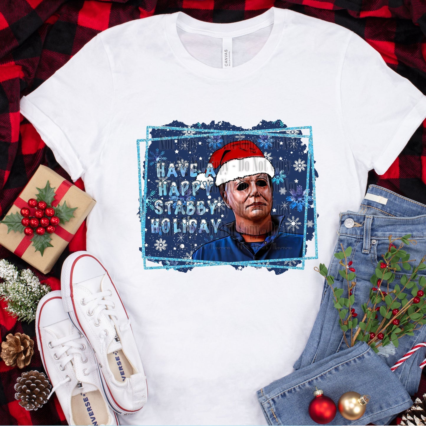 Happy Stabby Holiday Digital Design | Horror Christmas PNG