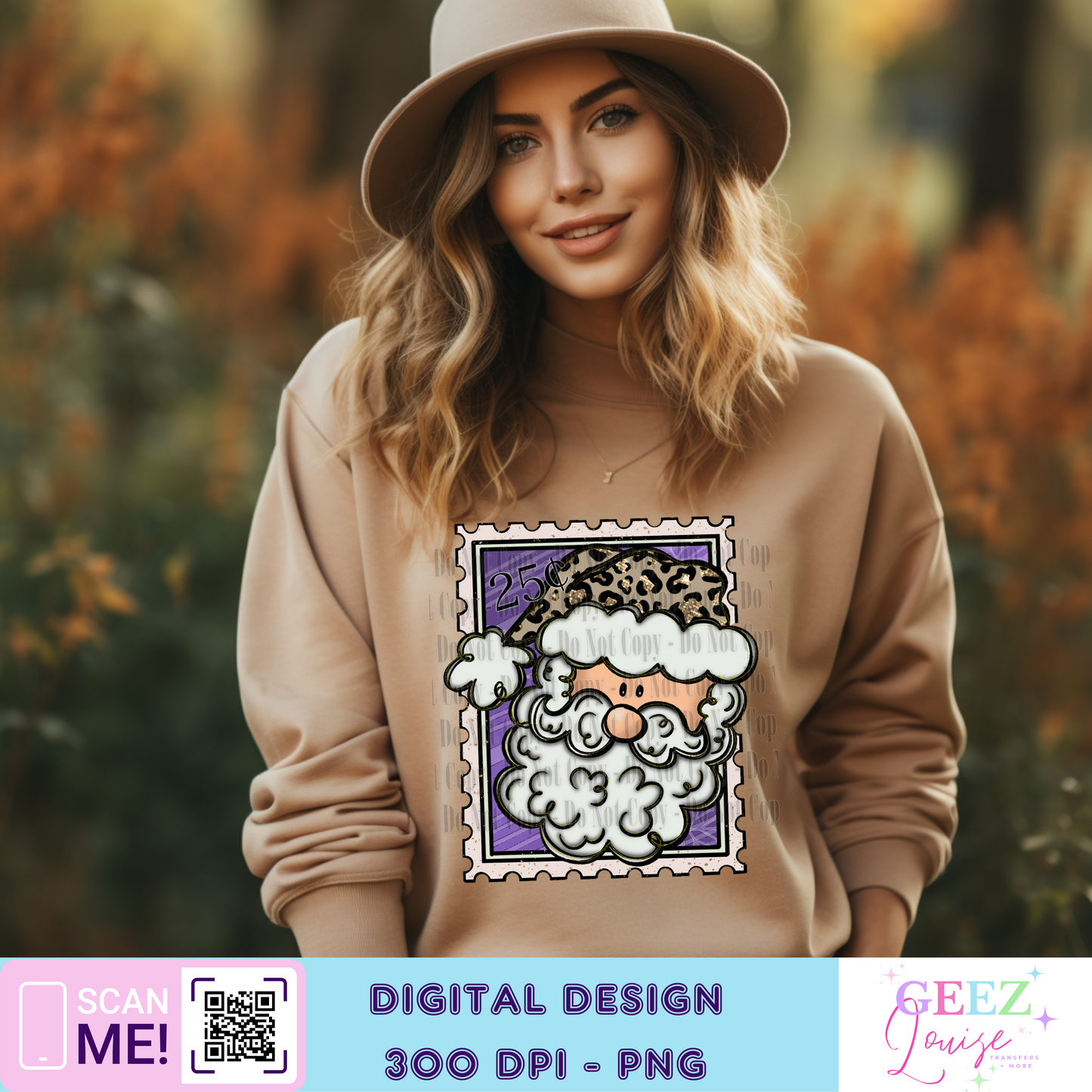 Santa postage stamp Christmas - Digital Download- PNG
