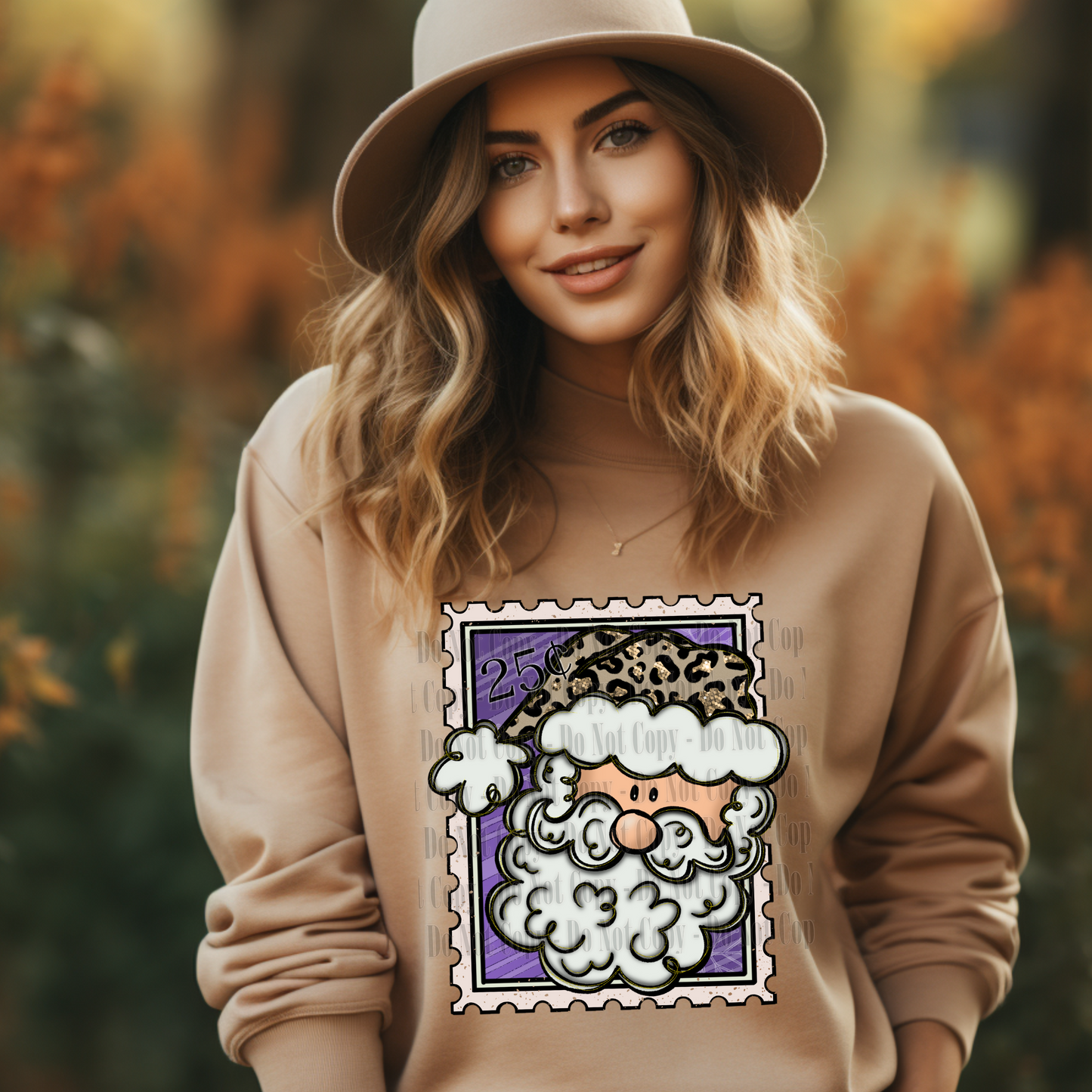 Leopard Santa Stamp Digital Design | Christmas PNG