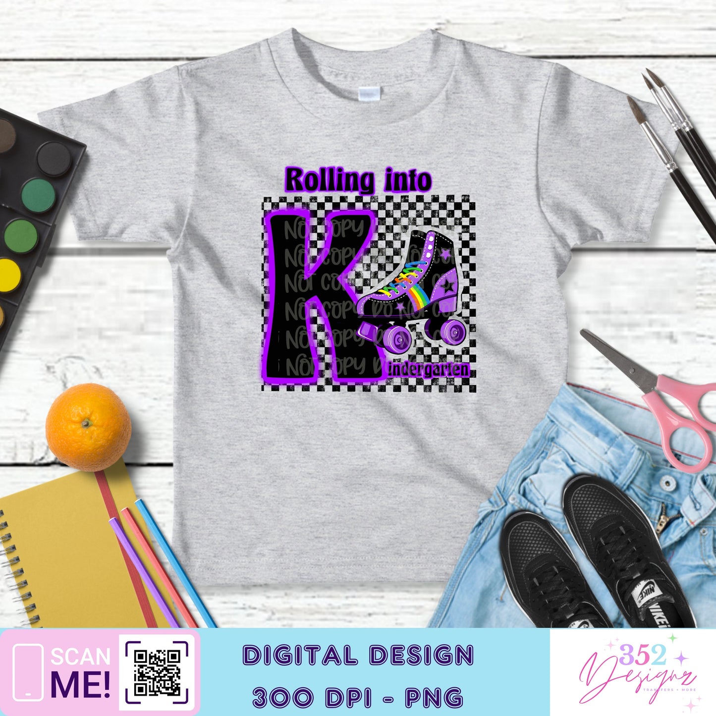 Purple skate back to school grades - Digital Download- PNG
