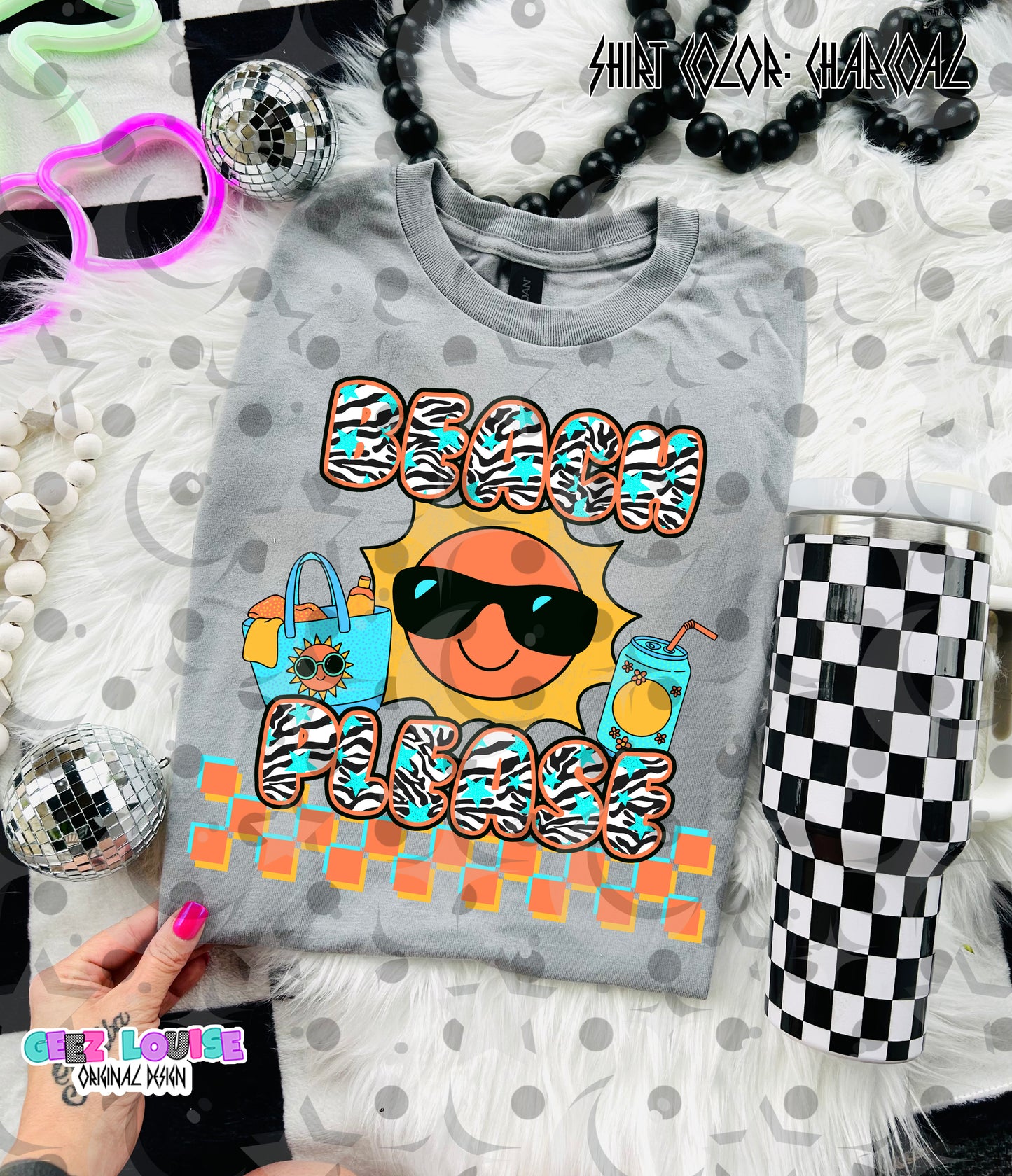 Beach Please PNG | Retro Summer Design | Sun, Tote & Drink Graphic | Funny Summer Sublimation PNG