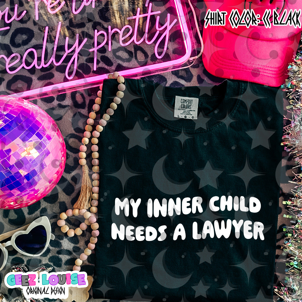 My Inner Child Needs a Lawyer PNG | Funny Trauma Humor Shirt Design | Sarcastic Mental Health Digital Download
