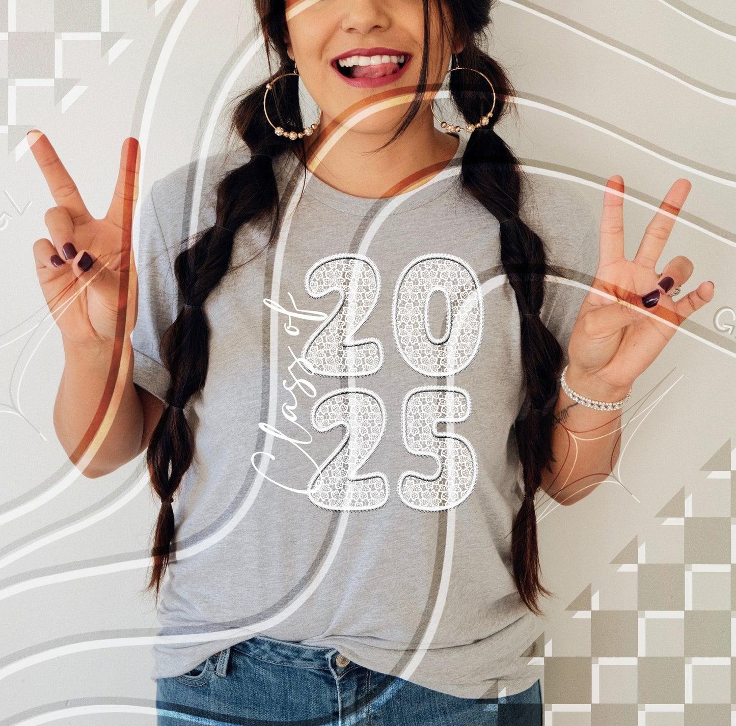 Class of 2025 - Faux lace embroidery - Digital Download- PNG