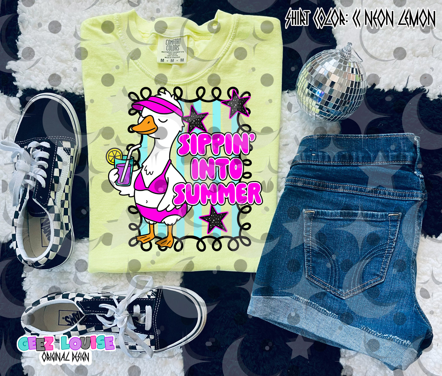 Sippin’ Into Summer Goose PNG | Cute Summer Drinking Shirt Design | Beach Goose Graphic | Funny Vacation PNG