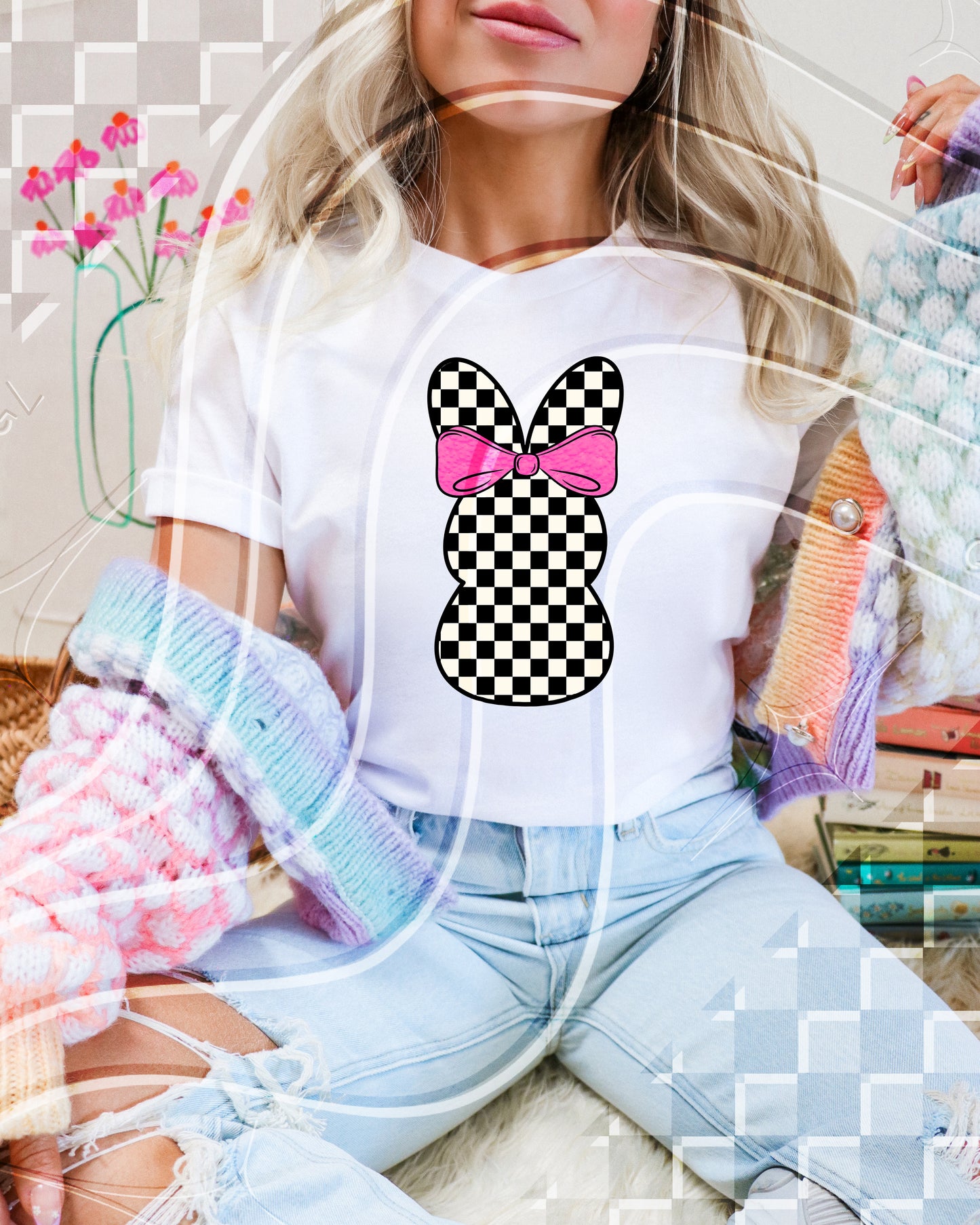 Checkered bunny - Digital Download- PNG