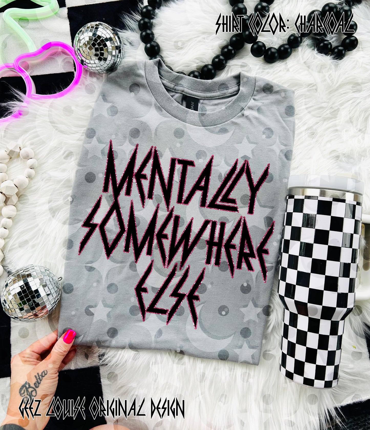 Mentally Somewhere Else Digital Design – Edgy Lightning Typography Quote Graphic