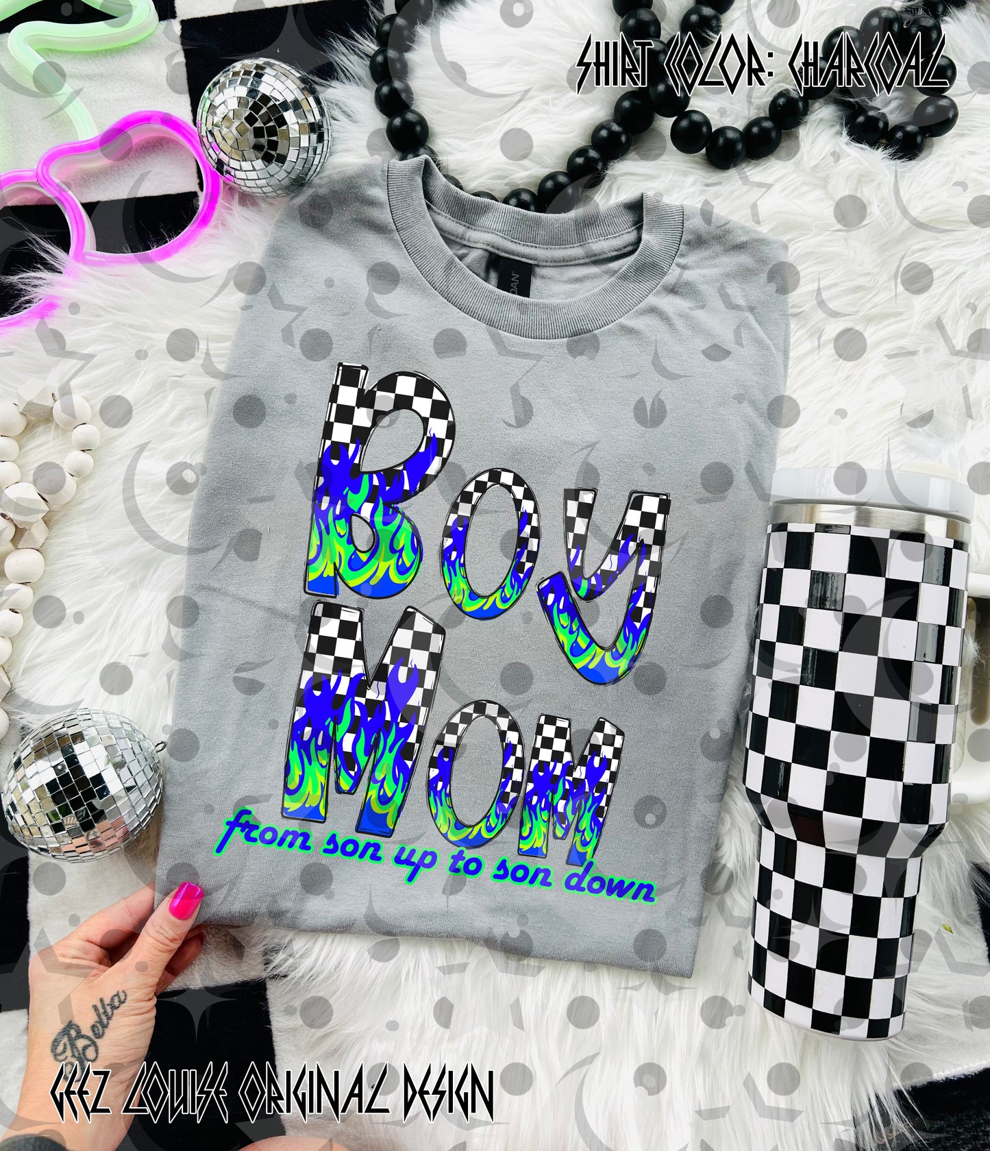 Boy Mom PNG | Boy Mama & Boy Mom Designs | Checkered Flame Sublimation Files